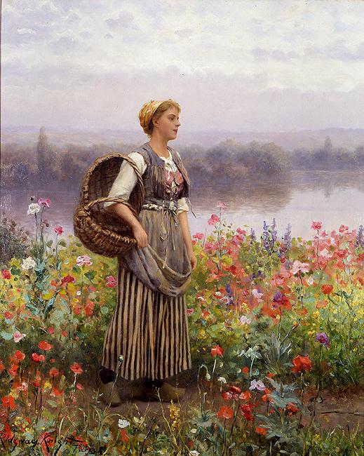 Daniel Ridgeway Knight The flower girl oil painting picture